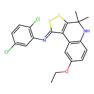 N-(2,5-dichlorophenyl)-8-ethoxy-4,4-dimethyl-5H-dithiolo[3,4-c]quinolin-1-imine structure