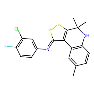 N-(3-chloro-4-fluorophenyl)-4,4,8-trimethyl-5H-dithiolo[3,4-c]quinolin-1-imine structure