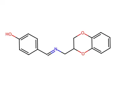 Phenol, 4-[[[(2,3-dihydro-1,4-benzodioxin-2-yl)methyl]imino]methyl]- structure