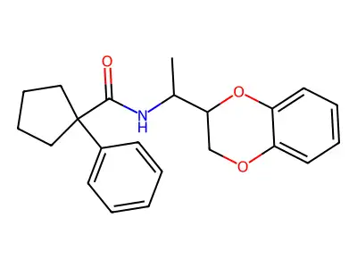N-[1-(2,3-dihydro-1,4-benzodioxin-3-yl)ethyl]-1-phenylcyclopentane-1-carboxamide structure
