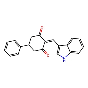 2-(1H-indol-3-ylmethylidene)-5-phenylcyclohexane-1,3-dione structure