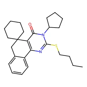 2-butylsulfanyl-3-cyclopentylspiro[6H-benzo[h]quinazoline-5,1'-cyclohexane]-4-one structure