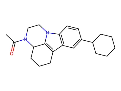 3-acetyl-8-cyclohexyl-2,3,3a,4,5,6-hexahydro-1H-pyrazino[3,2,1-jk]carbazole structure