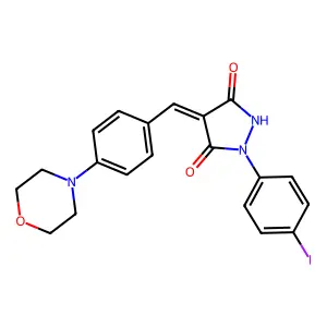 (4Z)-1-(4-iodophenyl)-4-[(4-morpholin-4-ylphenyl)methylidene]pyrazolidine-3,5-dione structure
