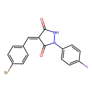 (4Z)-4-[(4-bromophenyl)methylidene]-1-(4-iodophenyl)pyrazolidine-3,5-dione structure