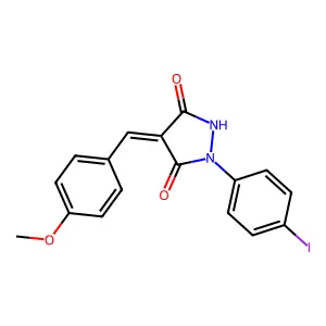 (4Z)-1-(4-iodophenyl)-4-[(4-methoxyphenyl)methylidene]pyrazolidine-3,5-dione structure