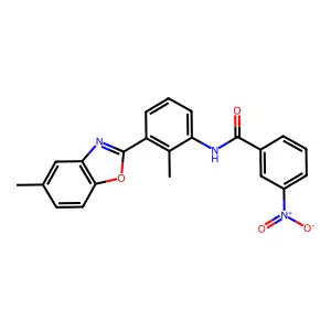 N-[2-Methyl-3-(5-methyl-benzooxazol-2-yl)-phenyl]-3-nitro-benzamide structure