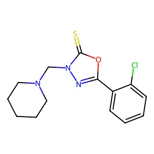 5-(2-Chlorophenyl)-3-(1-piperidinylmethyl)-1,3,4-oxadiazole-2(3H)-thione structure