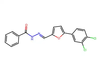 N-[[5-(3,4-dichlorophenyl)furan-2-yl]methylideneamino]benzamide structure
