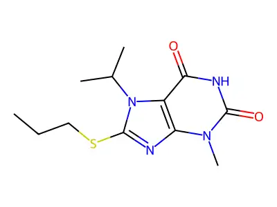 3-Methyl-7-propan-2-yl-8-propylsulfanylpurine-2,6-dione structure