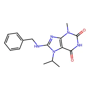 8-(benzylamino)-7-isopropyl-3-methyl-1H-purine-2,6(3H,7H)-dione structure