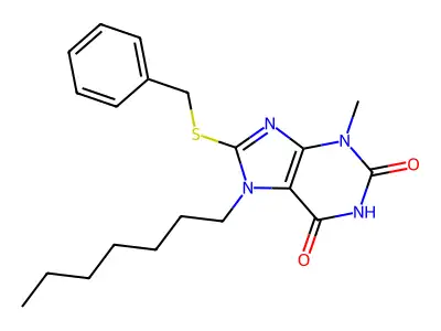 8-Benzylsulfanyl-7-heptyl-3-methylpurine-2,6-dione structure