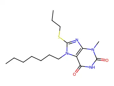 7-Heptyl-3-methyl-8-propylsulfanylpurine-2,6-dione structure