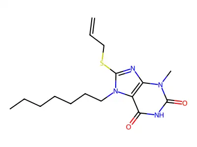 7-Heptyl-3-methyl-8-prop-2-enylsulfanylpurine-2,6-dione structure