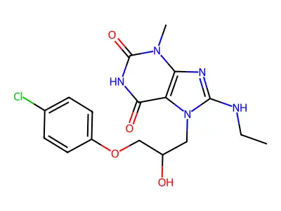 7-[3-(4-Chlorophenoxy)-2-hydroxypropyl]-8-(ethylamino)-3-methylpurine-2,6-dione structure