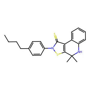 2-(4-butylphenyl)-4,4-dimethyl-5H-[1,2]thiazolo[5,4-c]quinoline-1-thione structure