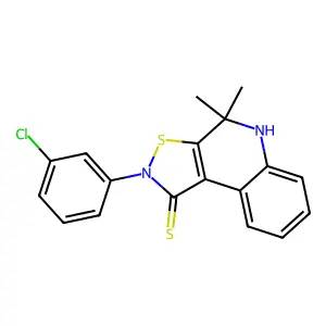 2-(3-chlorophenyl)-4,4-dimethyl-5H-[1,2]thiazolo[5,4-c]quinoline-1-thione structure