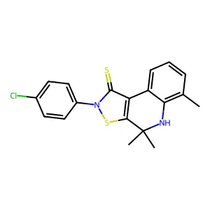 2-(4-chlorophenyl)-4,4,6-trimethyl-5H-[1,2]thiazolo[5,4-c]quinoline-1-thione structure
