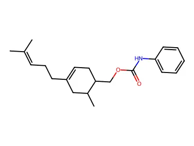 [6-methyl-4-(4-methylpent-3-enyl)cyclohex-3-en-1-yl]methyl N-phenylcarbamate structure