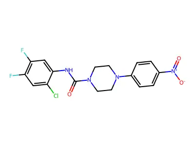 N-(2-chloro-4,5-difluorophenyl)-4-(4-nitrophenyl)piperazine-1-carboxamide structure