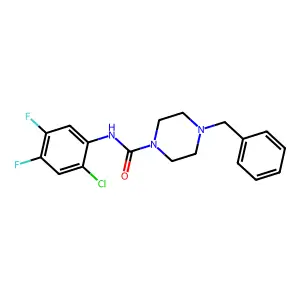 4-benzyl-N-(2-chloro-4,5-difluorophenyl)piperazine-1-carboxamide structure