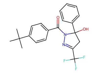 1-(4-tert-butylbenzoyl)-5-phenyl-3-(trifluoromethyl)-4,5-dihydro-1H-pyrazol-5-ol structure