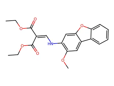 Diethyl 2-[[(2-methoxydibenzofuran-3-yl)amino]methylidene]propanedioate structure