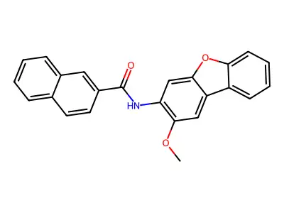 N-(2-methoxydibenzofuran-3-yl)naphthalene-2-carboxamide structure