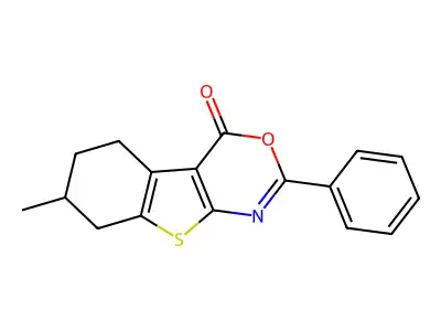 7-Methyl-2-phenyl-5,6,7,8-tetrahydro-[1]benzothiolo[2,3-d][1,3]oxazin-4-one structure
