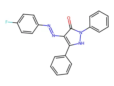 4-[(4-Fluoro-phenyl)-hydrazono]-2,5-diphenyl-2,4-dihydro-pyrazol-3-one structure