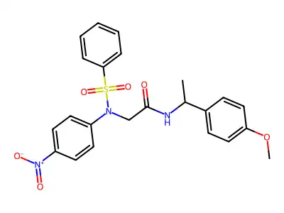 2-[N-(benzenesulfonyl)-4-nitroanilino]-N-[1-(4-methoxyphenyl)ethyl]acetamide structure