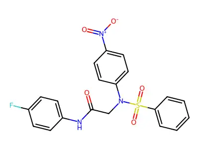 N-(4-fluorophenyl)-2-[4-nitro(phenylsulfonyl)anilino]acetamide structure