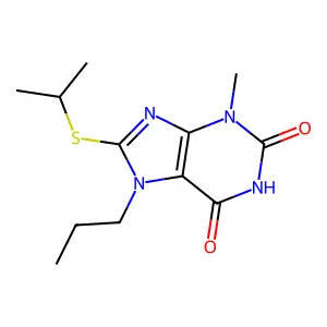 3-Methyl-8-propan-2-ylsulfanyl-7-propylpurine-2,6-dione structure