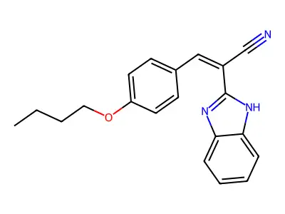 (Z)-2-(1H-benzimidazol-2-yl)-3-(4-butoxyphenyl)prop-2-enenitrile structure