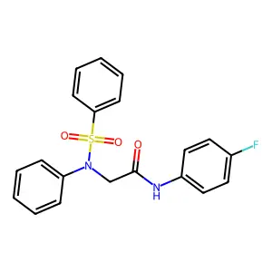 N-(4-fluorophenyl)-2-[(phenylsulfonyl)anilino]acetamide structure