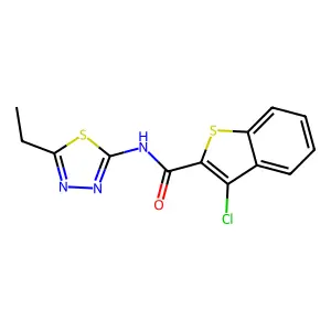 3-chloro-N-(5-ethyl-1,3,4-thiadiazol-2-yl)-1-benzothiophene-2-carboxamide structure