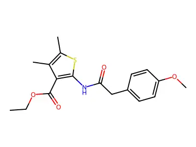 Ethyl 2-(2-(4-methoxyphenyl)acetamido)-4,5-dimethylthiophene-3-carboxylate structure