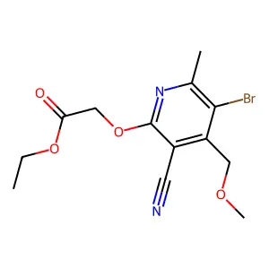 Ethyl {[5-bromo-3-cyano-4-(methoxymethyl)-6-methyl-2-pyridinyl]oxy}acetate structure