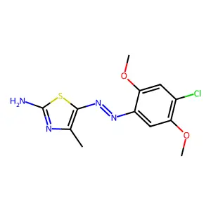 (5Z)-5-[2-(4-Chloro-2,5-dimethoxyphenyl)hydrazinylidene]-4-methyl-1,3-thiazol-2(5H)-imine structure