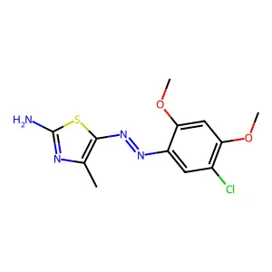 (5Z)-5-[2-(5-Chloro-2,4-dimethoxyphenyl)hydrazinylidene]-4-methyl-1,3-thiazol-2(5H)-imine structure