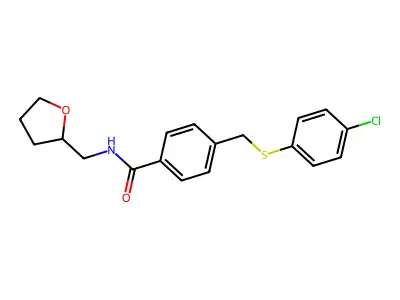 4-[(4-chlorophenyl)sulfanylmethyl]-N-(oxolan-2-ylmethyl)benzamide structure