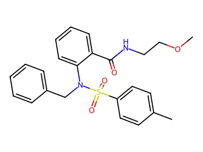 2-[benzyl-(4-methylphenyl)sulfonylamino]-N-(2-methoxyethyl)benzamide structure