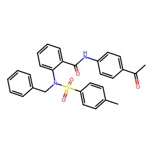N-(4-acetylphenyl)-2-[benzyl-(4-methylphenyl)sulfonylamino]benzamide structure