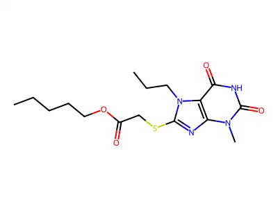 Pentyl 2-(3-methyl-2,6-dioxo-7-propylpurin-8-yl)sulfanylacetate structure