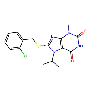 8-(2-Chloro-benzylsulfanyl)-7-isopropyl-3-methyl-3,7-dihydro-purine-2,6-dione structure