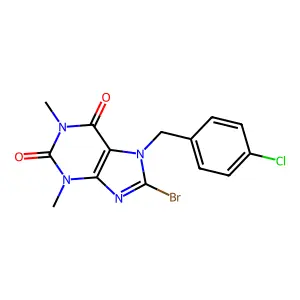 8-bromo-7-(4-chlorobenzyl)-1,3-dimethyl-1H-purine-2,6(3H,7H)-dione structure