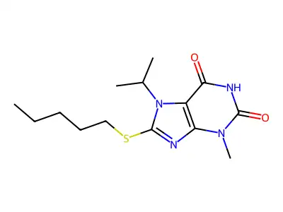 3-Methyl-8-pentylsulfanyl-7-propan-2-ylpurine-2,6-dione structure