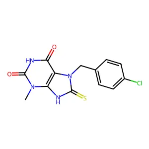 7-[(4-chlorophenyl)methyl]-3-methyl-8-sulfanylidene-9H-purine-2,6-dione structure