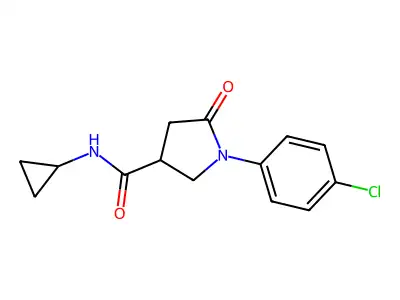 1-(4-chlorophenyl)-N-cyclopropyl-5-oxopyrrolidine-3-carboxamide structure