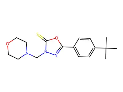 5-(4-Tert-butylphenyl)-3-(morpholin-4-ylmethyl)-1,3,4-oxadiazole-2-thione structure